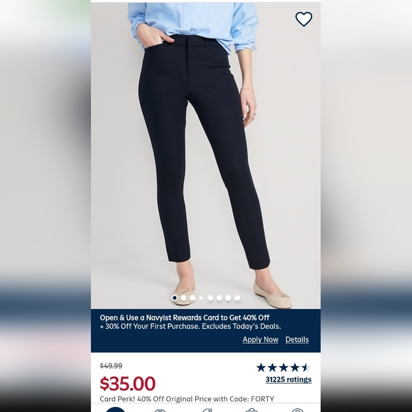 Old Navy Pants - Old Navy Women's High Rise Pixie Navy Blue